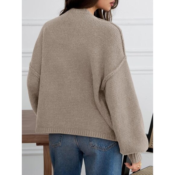 Womens Chunky Knit Oversized Cardigan Long Sleeve Button Casual Fall Sweater - Picture 5 of 5